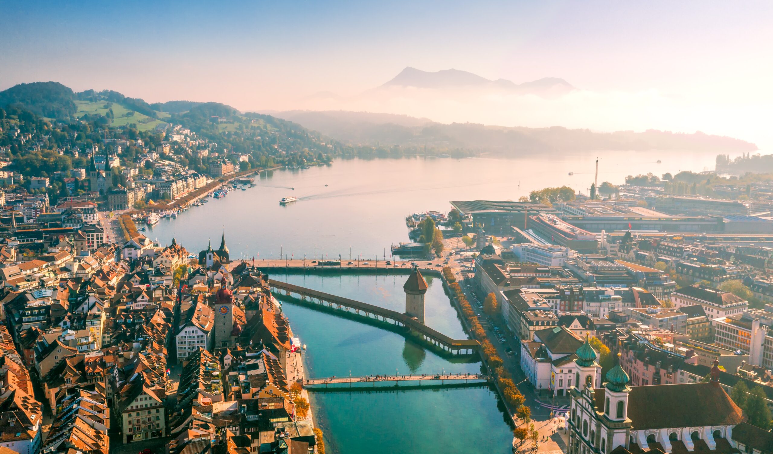 Lucerne, the river Reuss and the lake of Lucerne