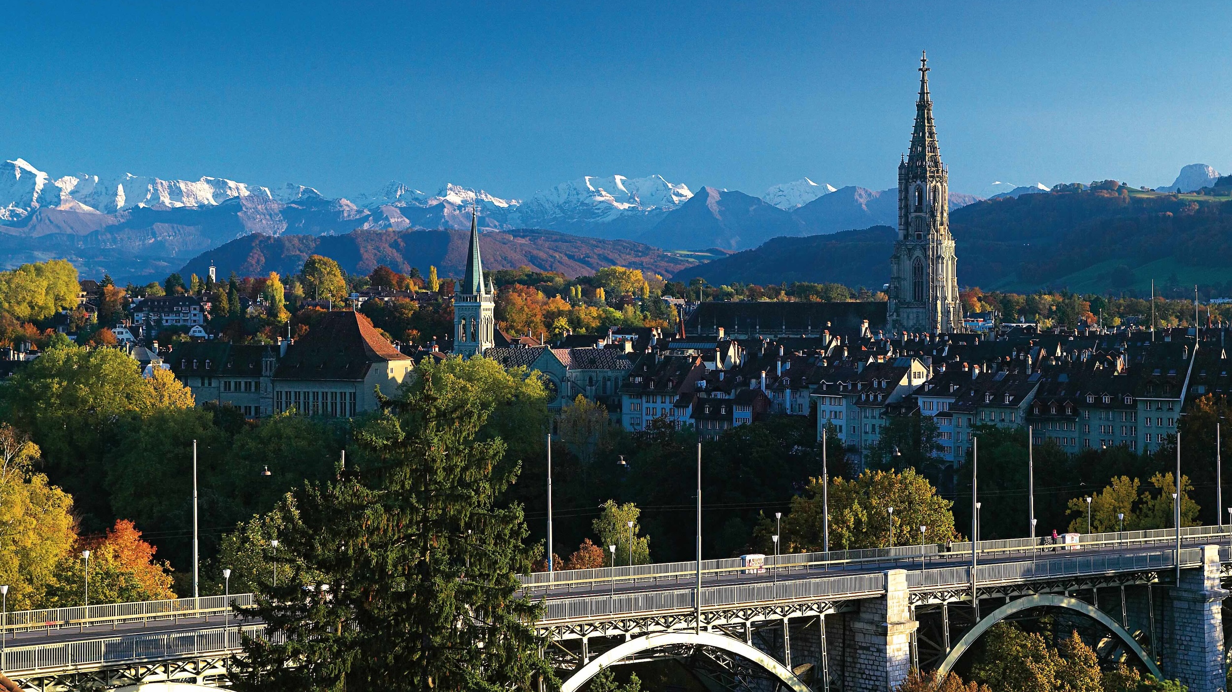 Bern with old town and Alps